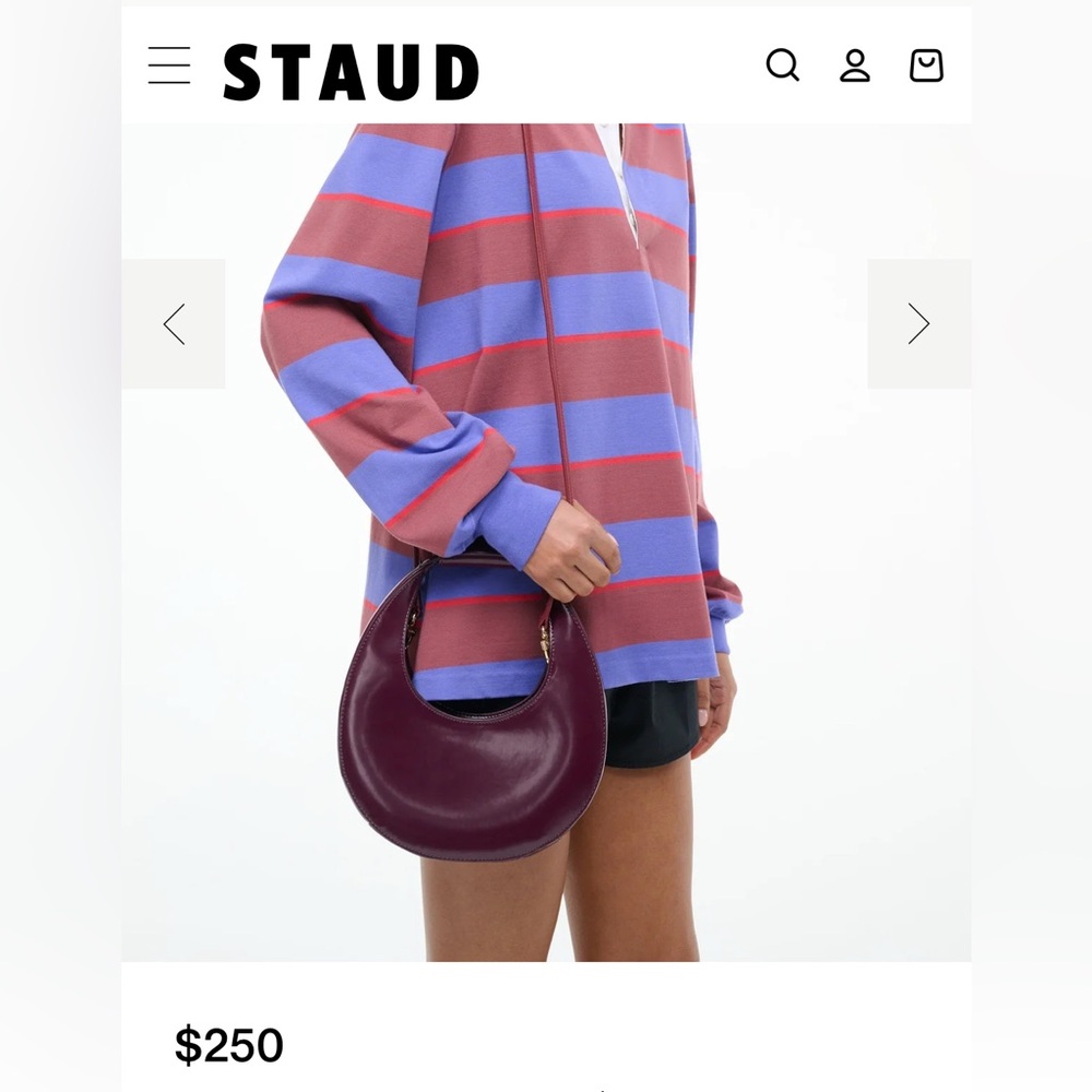 STAUD Burgundy Leather Hobo Bag